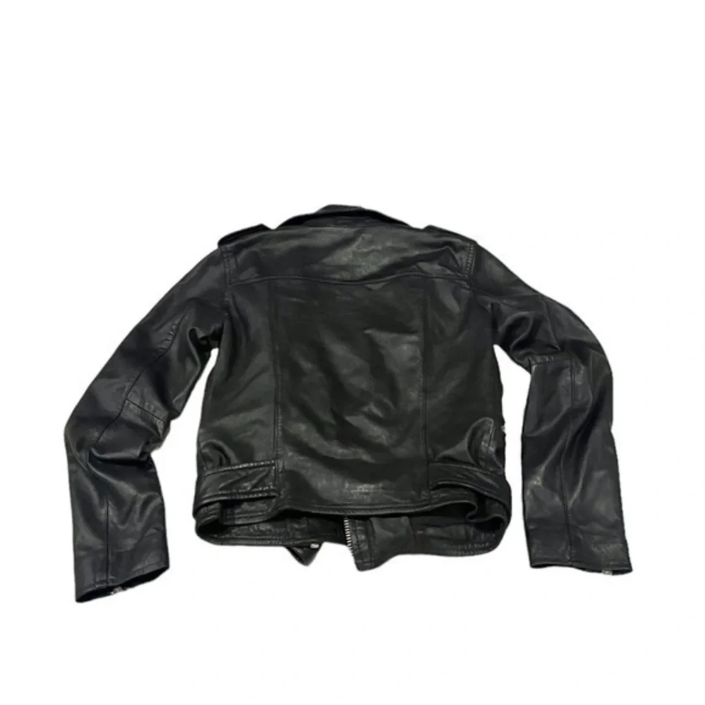 Allsaints‎ Balfern Black Leather Biker Moto Zip Jacket 00
